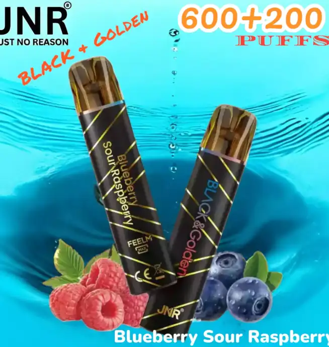 JNR BLACK & Golden 600+200 PUFF Vape Jetable Haut de Gamme Élégante et Performante