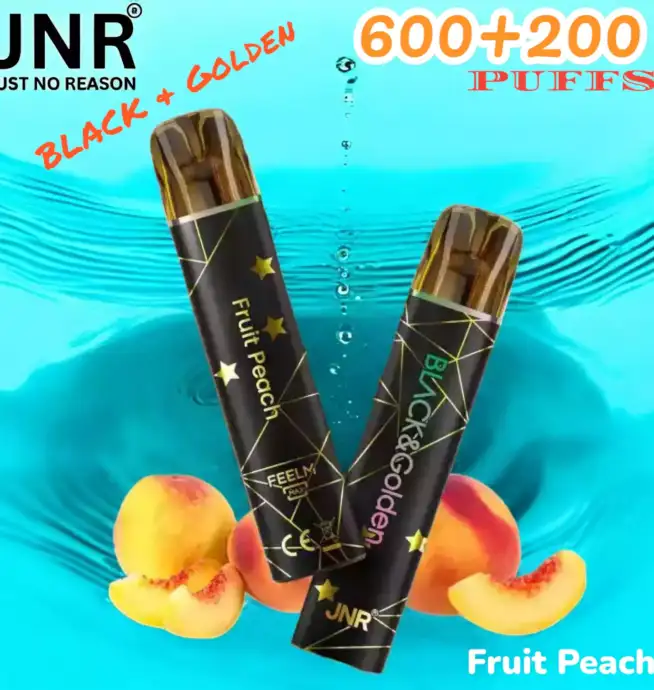 JNR BLACK & Golden 600+200 PUFF Vape Jetable Haut de Gamme Élégante et Performante