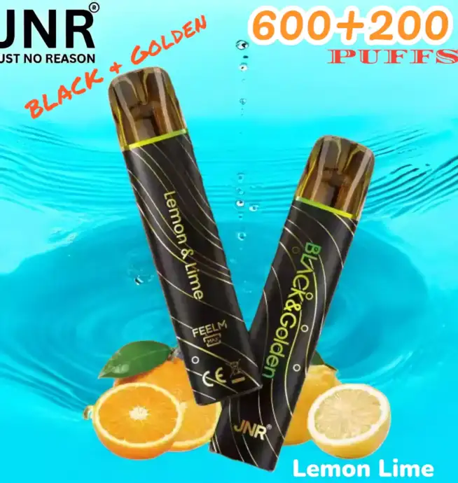 JNR BLACK & Golden 600+200 PUFF Vape Jetable Haut de Gamme Élégante et Performante