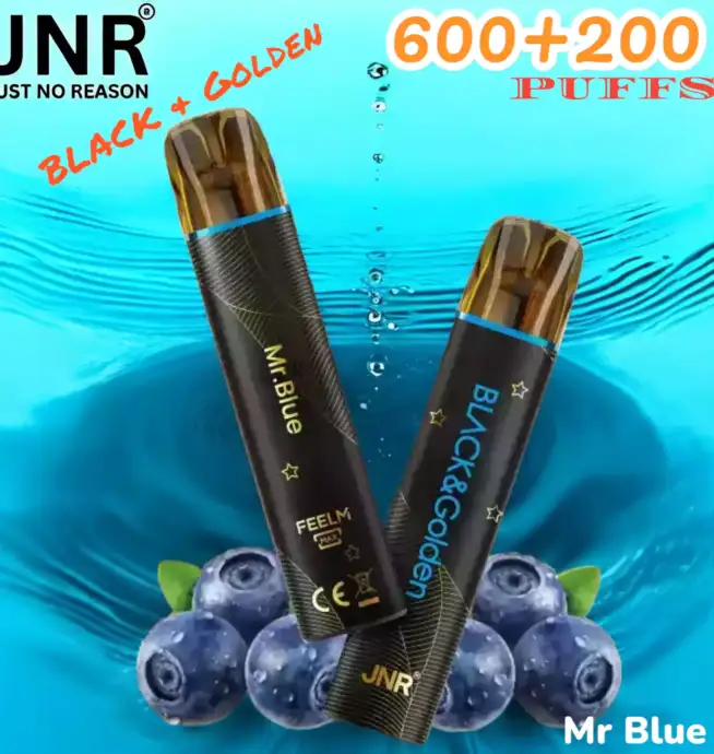 JNR BLACK & Golden 600+200 PUFF Vape Jetable Haut de Gamme Élégante et Performante